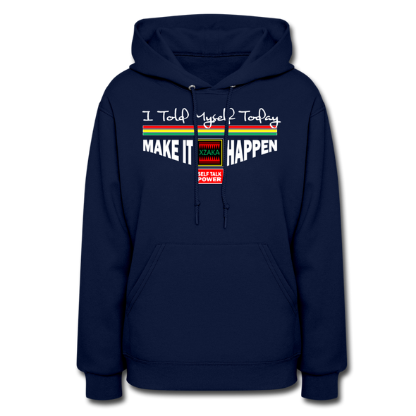 XZAKA Women "Make It Happen" Motivational Hoodie - W1446 - navy