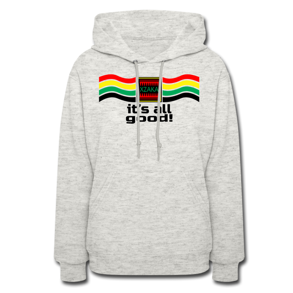 XZAKA Women "It's All Good" Motivational Hoodie - W1449 - heather oatmeal