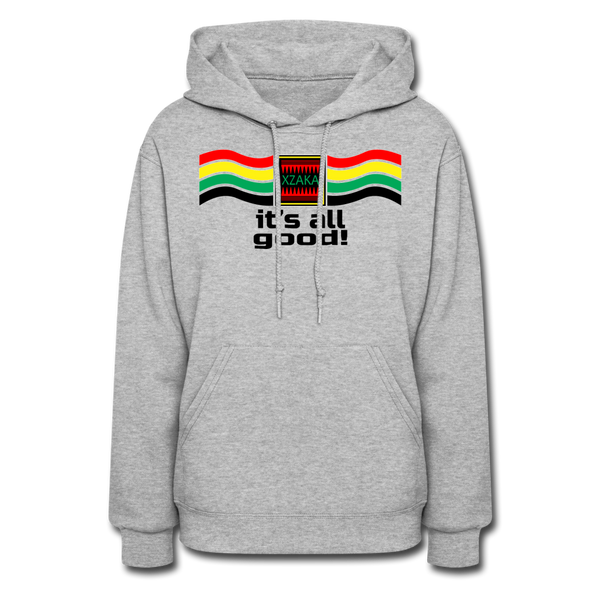 XZAKA Women "It's All Good" Motivational Hoodie - W1449 - heather gray