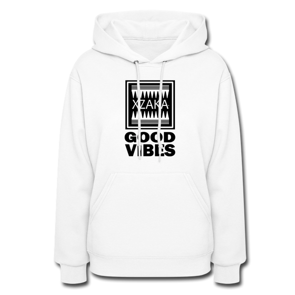 XZAKA Women "Good Vibes" Motivational Hoodie - W1452 - white