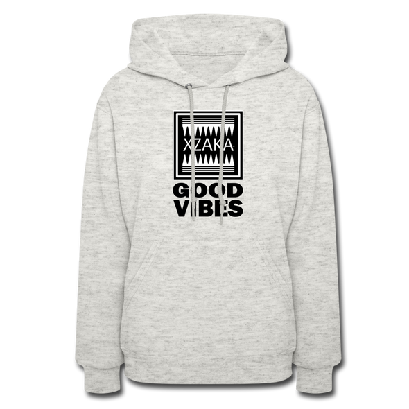 XZAKA Women "Good Vibes" Motivational Hoodie - W1452 - heather oatmeal