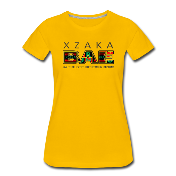 XZAKA - Women "BAE" Motivational T-Shirt - W2278 - sun yellow