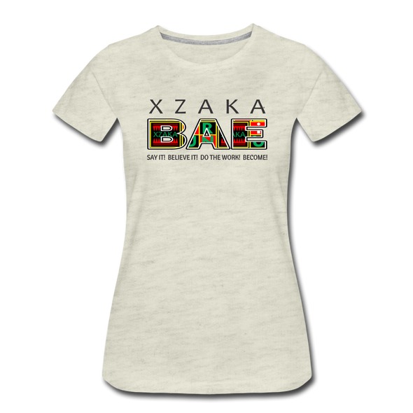 XZAKA - Women "BAE" Motivational T-Shirt - W2278 - heather oatmeal