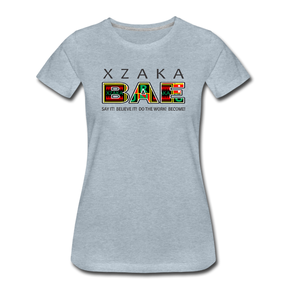 XZAKA - Women "BAE" Motivational T-Shirt - W2278 - heather ice blue