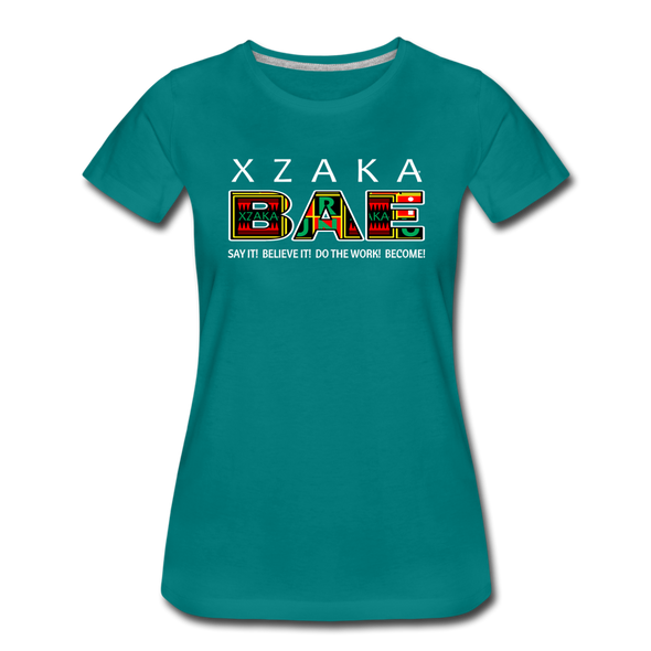 XZAKA - Women "BAE" Motivational T-Shirt - W2278-2 - teal