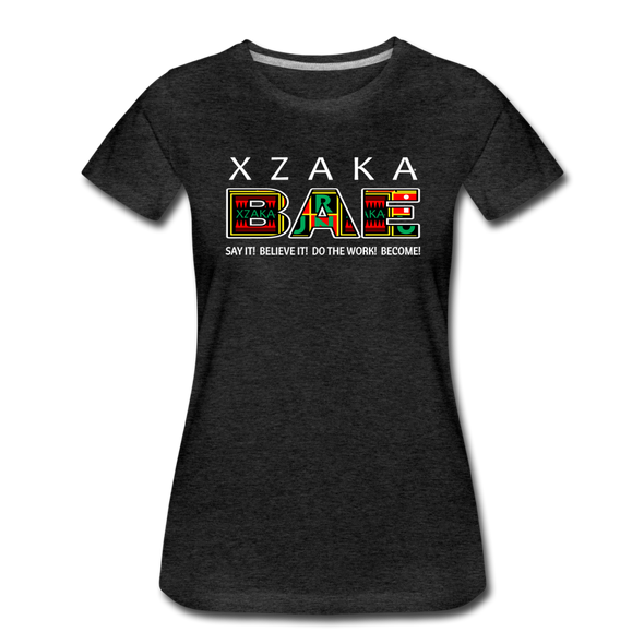 XZAKA - Women "BAE" Motivational T-Shirt - W2278-2 - charcoal gray