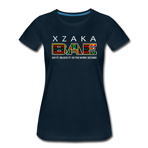 XZAKA - Women "BAE" Motivational T-Shirt - W2278-2 - deep navy