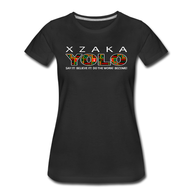 XZAKA - Women "YOLO" Motivational T-Shirt - W2279-2 - black