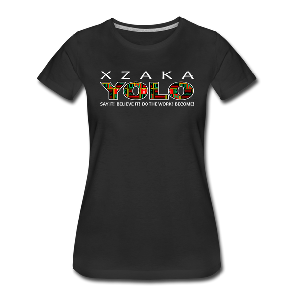 XZAKA - Women "YOLO" Motivational T-Shirt - W2279-2 - black