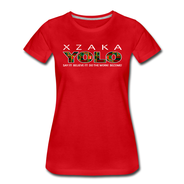 XZAKA - Women "YOLO" Motivational T-Shirt - W2279-2 - red