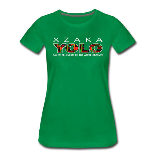 XZAKA - Women "YOLO" Motivational T-Shirt - W2279-2 - kelly green