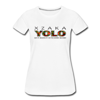 XZAKA - Women "YOLO" Motivational T-Shirt - W2279 - white