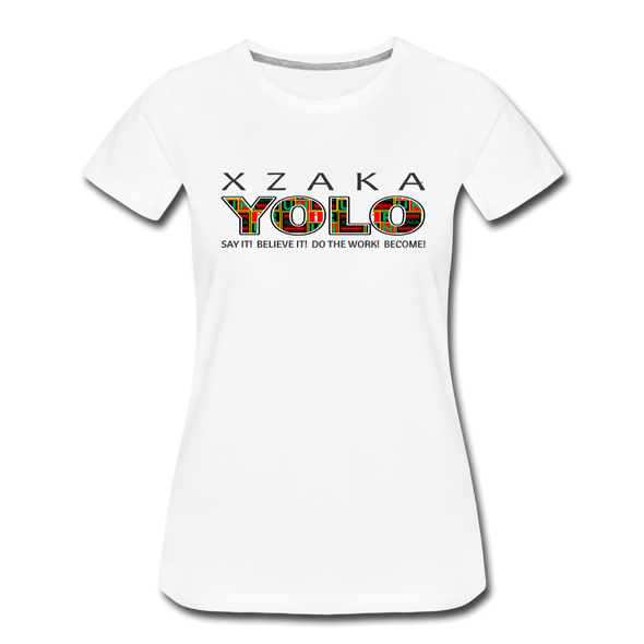 XZAKA - Women "YOLO" Motivational T-Shirt - W2279 - white