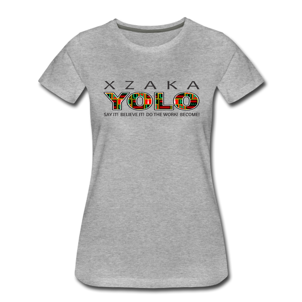 XZAKA - Women "YOLO" Motivational T-Shirt - W2279 - heather gray