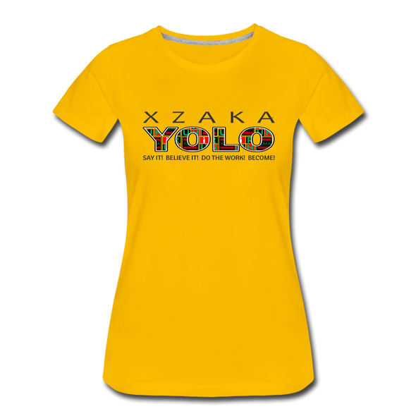 XZAKA - Women "YOLO" Motivational T-Shirt - W2279 - sun yellow