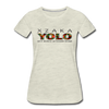 XZAKA - Women "YOLO" Motivational T-Shirt - W2279 - heather oatmeal