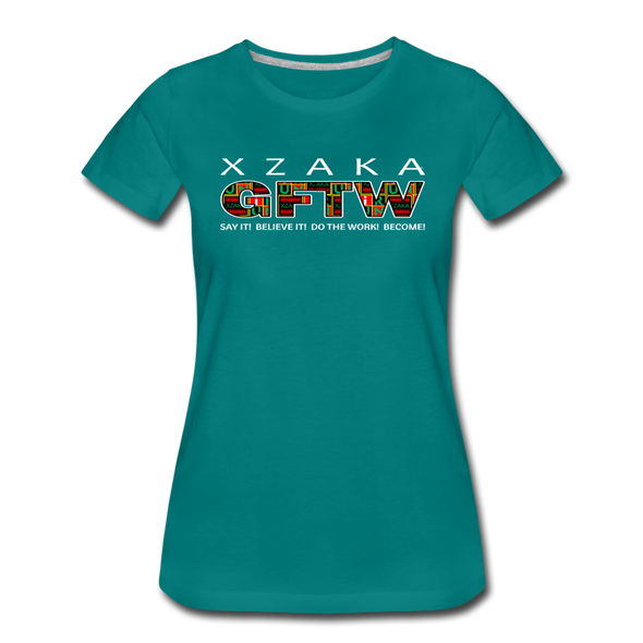 XZAKA - Women "GFTW" Motivational T-Shirt - W2280-2 - teal