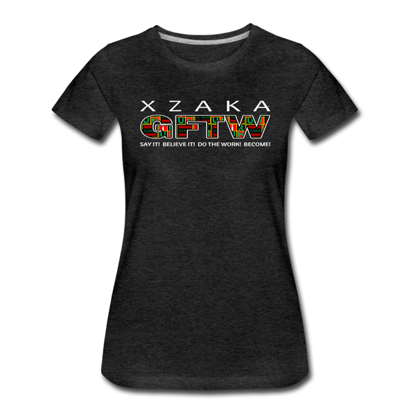 XZAKA - Women "GFTW" Motivational T-Shirt - W2280-2 - charcoal gray