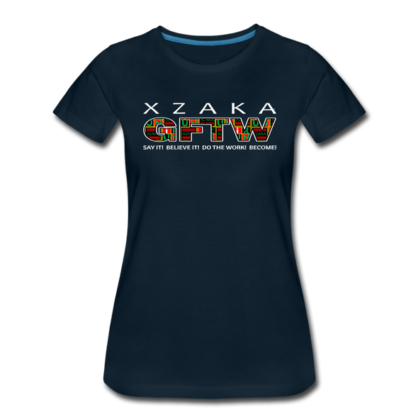 XZAKA - Women "GFTW" Motivational T-Shirt - W2280-2 - deep navy