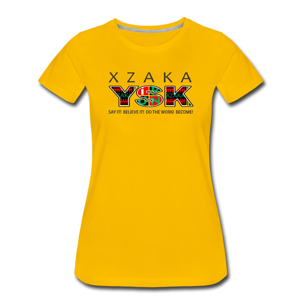 XZAKA - Women "YSK" Motivational T-Shirt - W2277 - sun yellow