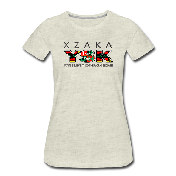 XZAKA - Women "YSK" Motivational T-Shirt - W2277 - heather oatmeal