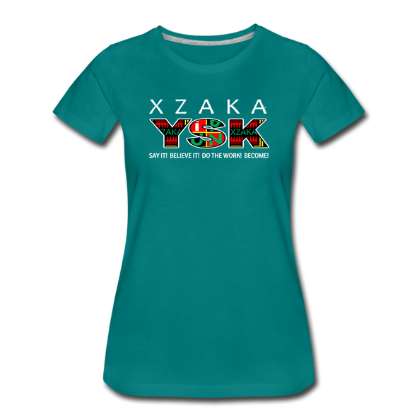 XZAKA - Women "YSK" Motivational T-Shirt - W2277-2 - teal