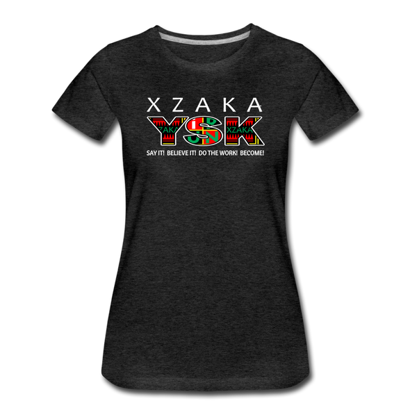 XZAKA - Women "YSK" Motivational T-Shirt - W2277-2 - charcoal gray