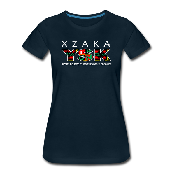 XZAKA - Women "YSK" Motivational T-Shirt - W2277-2 - deep navy