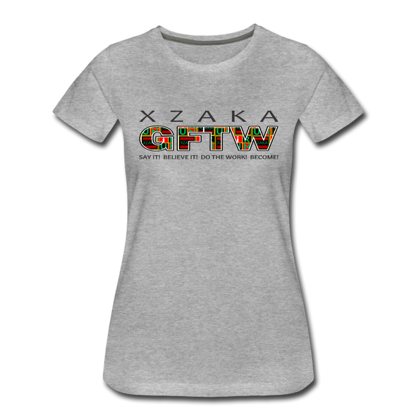 XZAKA - Women "GFTW" Motivational T-Shirt - W2279-2 - heather gray