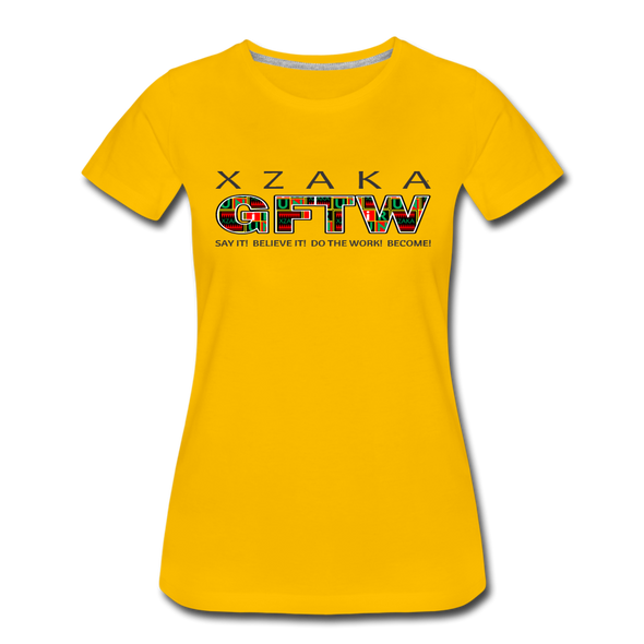 XZAKA - Women "GFTW" Motivational T-Shirt - W2279-2 - sun yellow