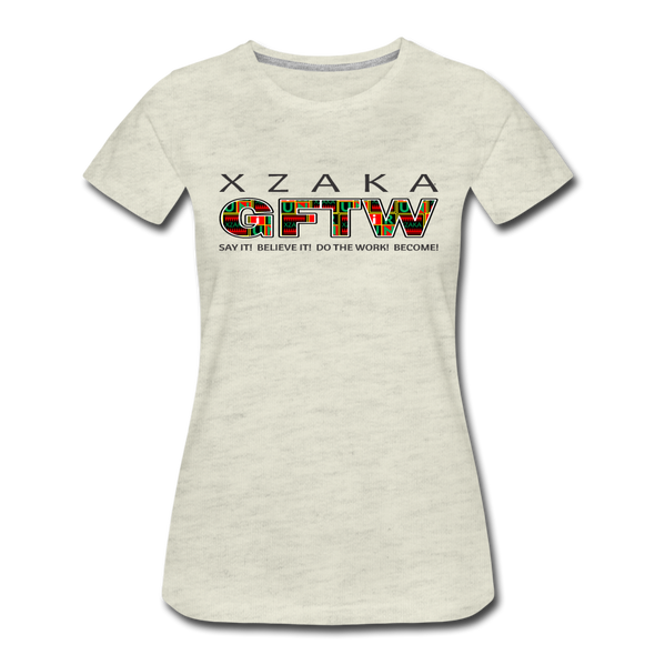 XZAKA - Women "GFTW" Motivational T-Shirt - W2279-2 - heather oatmeal