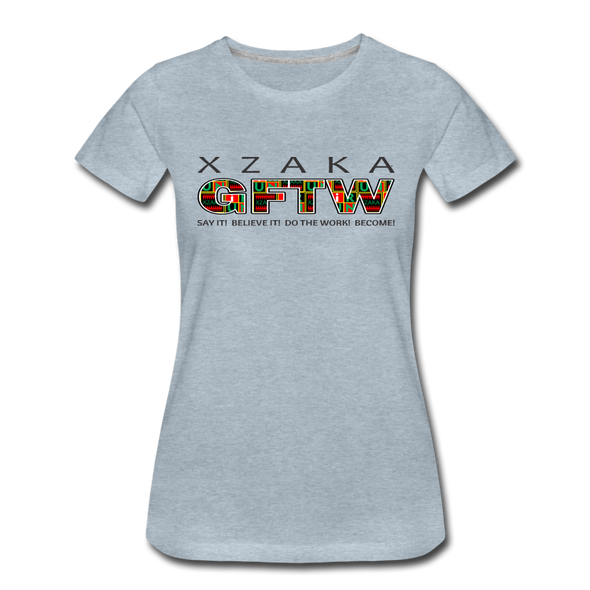 XZAKA - Women "GFTW" Motivational T-Shirt - W2279-2 - heather ice blue