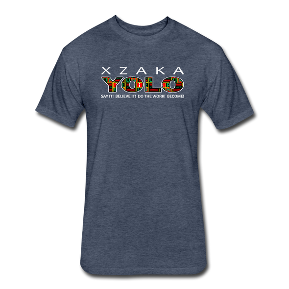 XZAKA - Men "YOLO" Motivational T-Shirt - W2269-2 - heather navy