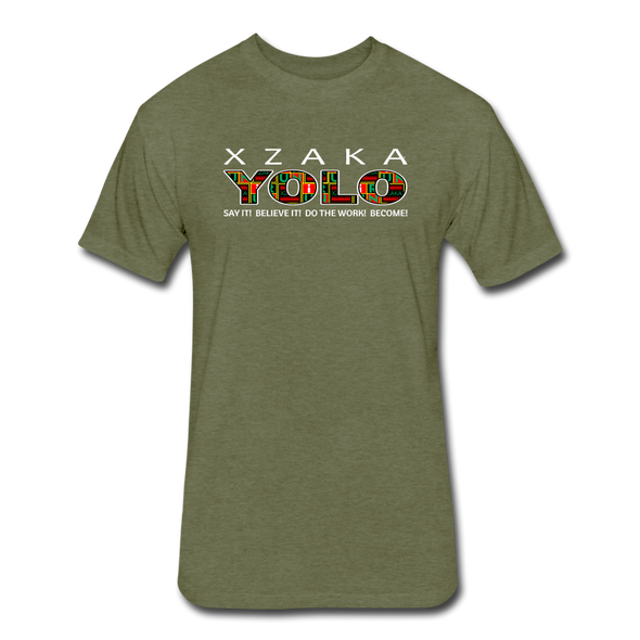 XZAKA - Men "YOLO" Motivational T-Shirt - W2269-2 - heather military green