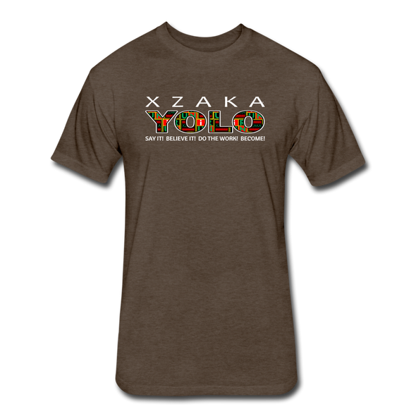 XZAKA - Men "YOLO" Motivational T-Shirt - W2269-2 - heather espresso