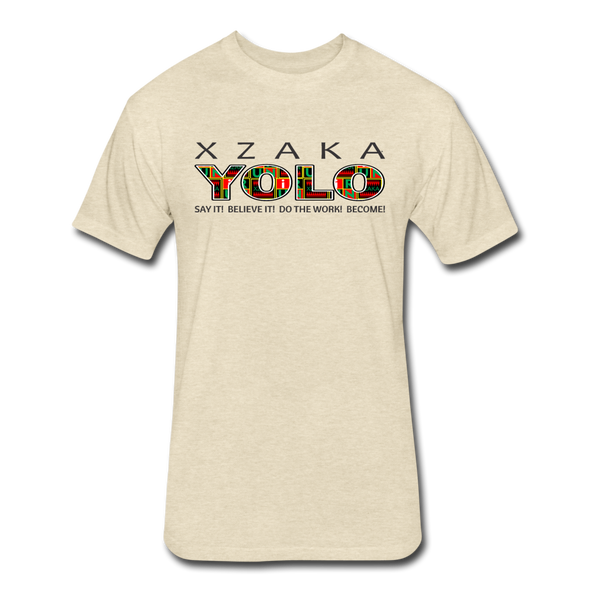 XZAKA - Men "YOLO" Motivational T-Shirt - W2269 - heather cream