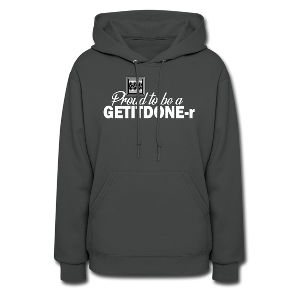 XZAKA Women "GETITDONE-r" Motivational Hoodie - W1455 - asphalt