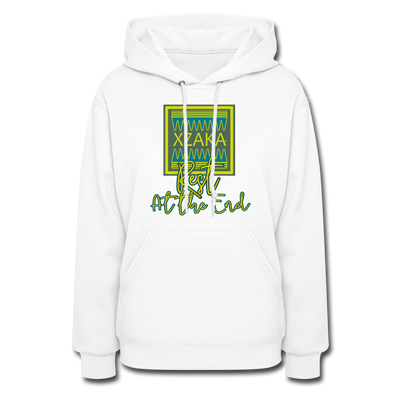 XZAKA Women "Rest at the End" Motivational Hoodie - W1457 - white