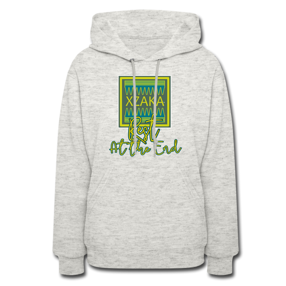 XZAKA Women "Rest at the End" Motivational Hoodie - W1457 - heather oatmeal