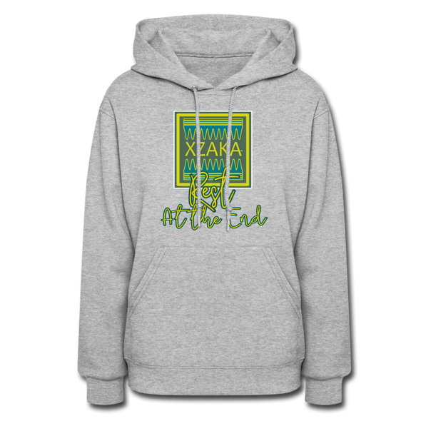 XZAKA Women "Rest at the End" Motivational Hoodie - W1457 - heather gray