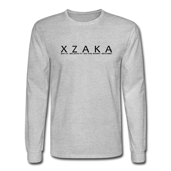 XZAKA - Men "Say It" Motivational Long Sleeve T-Shirt - M1445 - heather gray