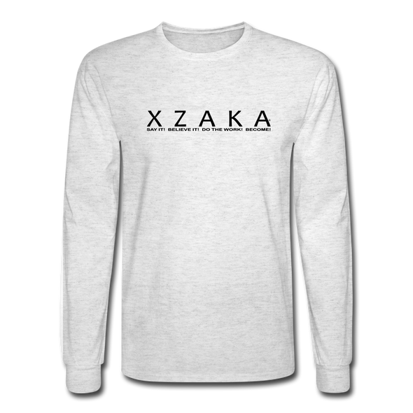 XZAKA - Men "Say It" Motivational Long Sleeve T-Shirt - M1445 - light heather gray