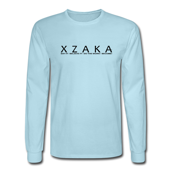 XZAKA - Men "Say It" Motivational Long Sleeve T-Shirt - M1445 - powder blue