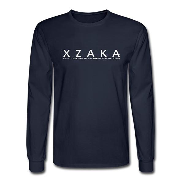 XZAKA - Men "Say it" Motivational Long Sleeve T-Shirt - M1446-2 - navy