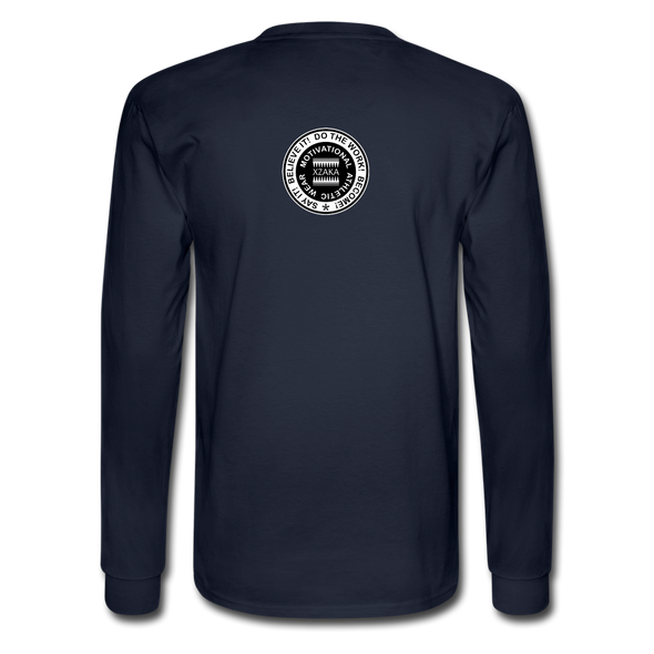 XZAKA - Men "Say it" Motivational Long Sleeve T-Shirt - M1446-2 - navy