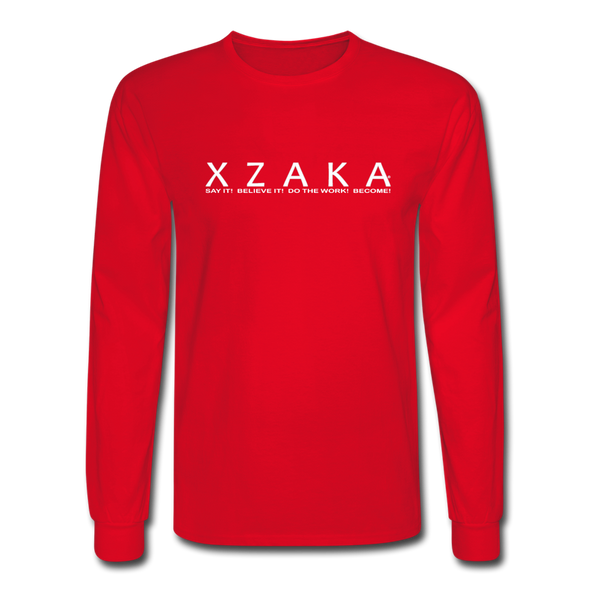 XZAKA - Men "Say it" Motivational Long Sleeve T-Shirt - M1446-2 - red