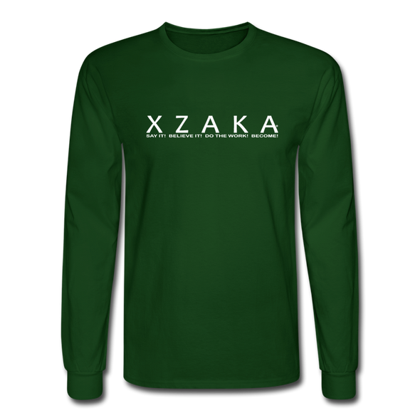 XZAKA - Men "Say it" Motivational Long Sleeve T-Shirt - M1446-2 - forest green